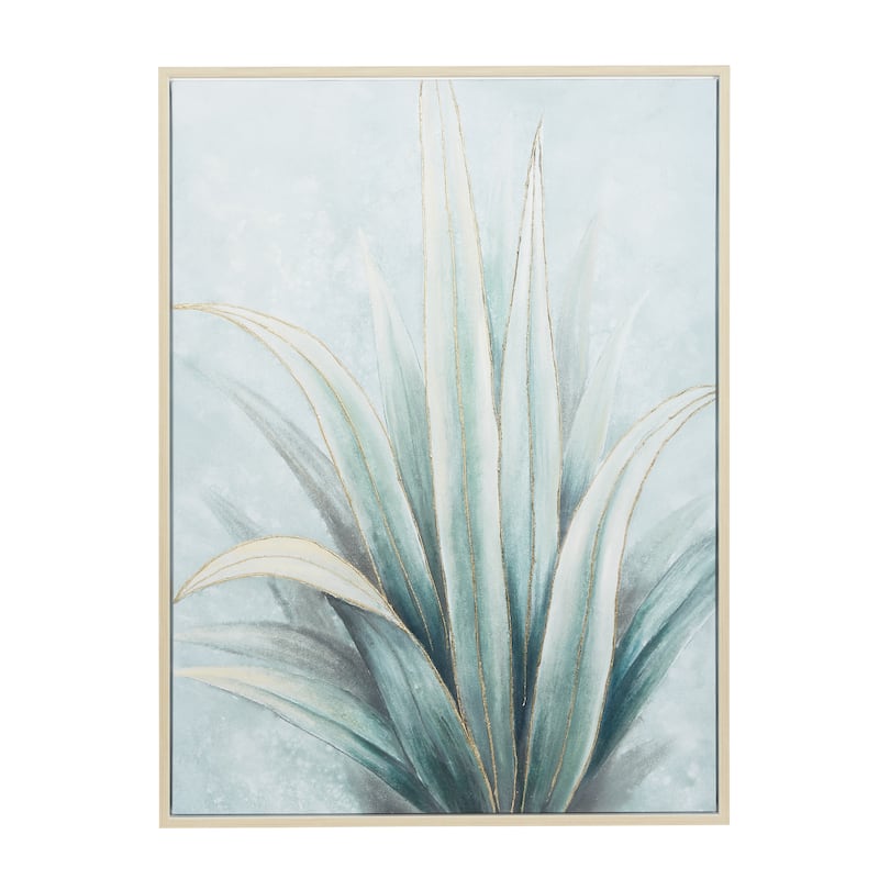 White Canvas Handmade Floral Framed Wall Art with Gold Frame