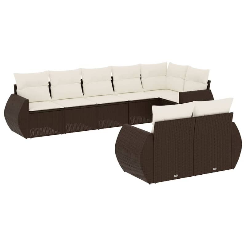 vidaXL Patio Sofa Set with Cushions Outdoor Conversation Furniture Poly Rattan