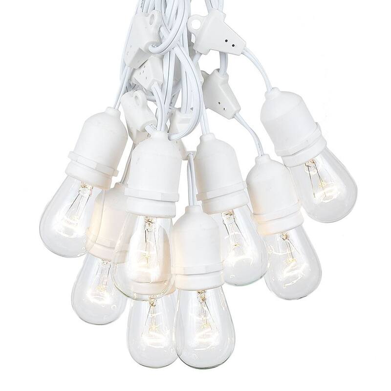 100/330 Foot S14 Edison Outdoor Patio String Lights, Market Lights - White