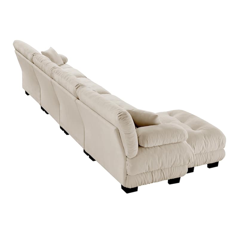 GDFStudio - Chenille 4-Seater 173.2" Cloud Modular Sectional Couch with Ottoman