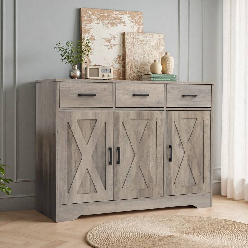 42.6" Wide TV Stand Console with 3 Storage Drawer - WASH GRAY