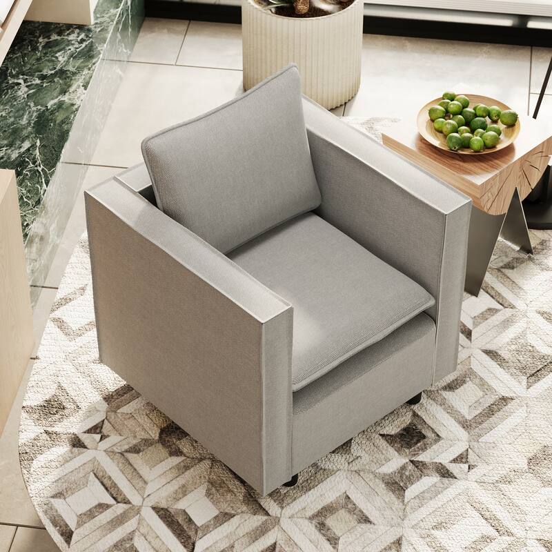 Comfortable Grey Linen Single Sofa Chair, 25x26x23 inches