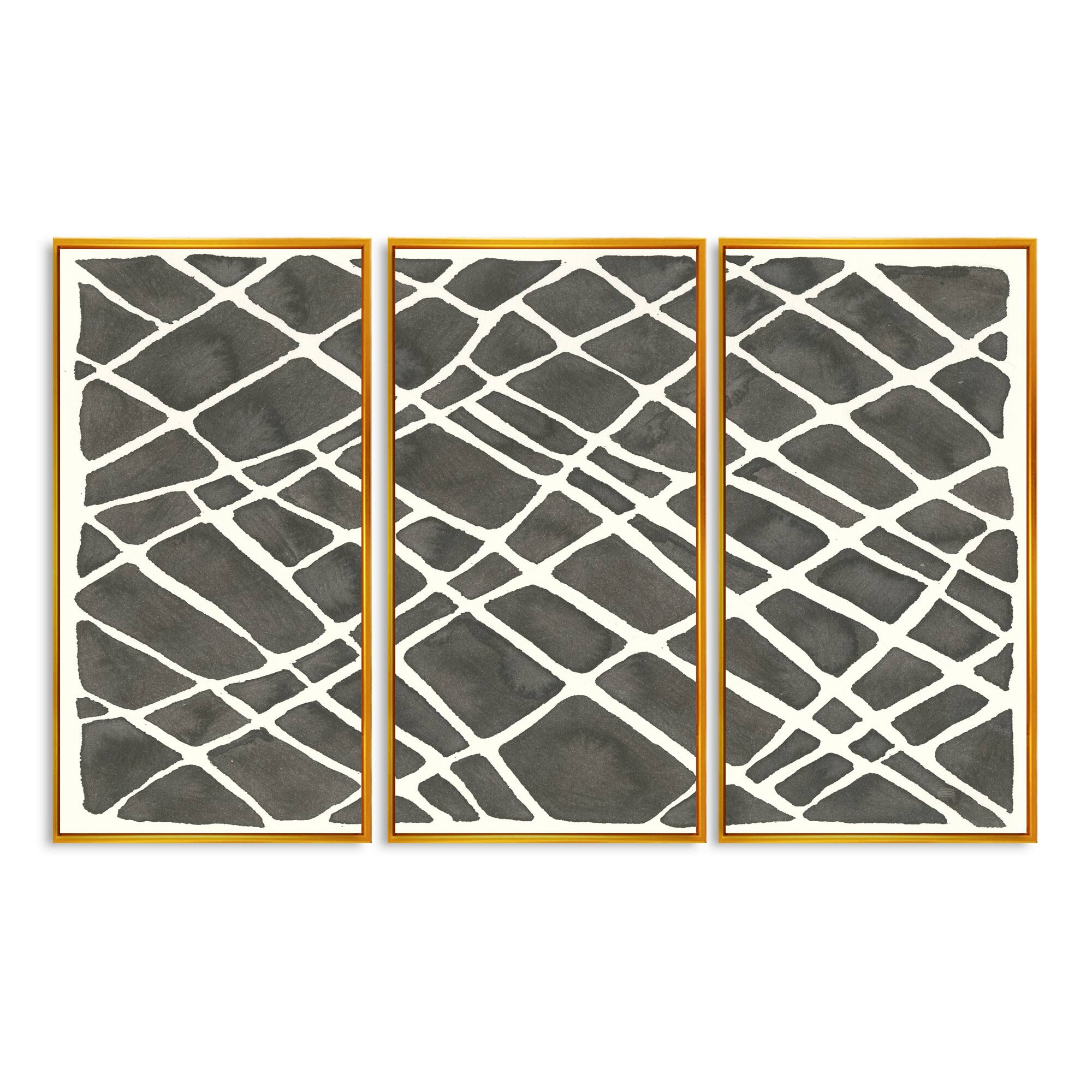 Designart "Minimalist Graphics V" MidCentury Modern Framed Wall Art Set of 3 4 Colors of