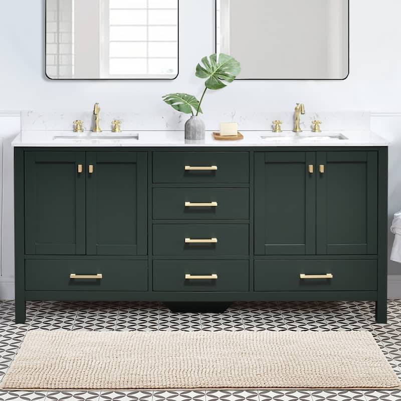 StarrySky 72 inch Undermount Double Sink Bathroom Vanity with Engineered Carrara Marble Top