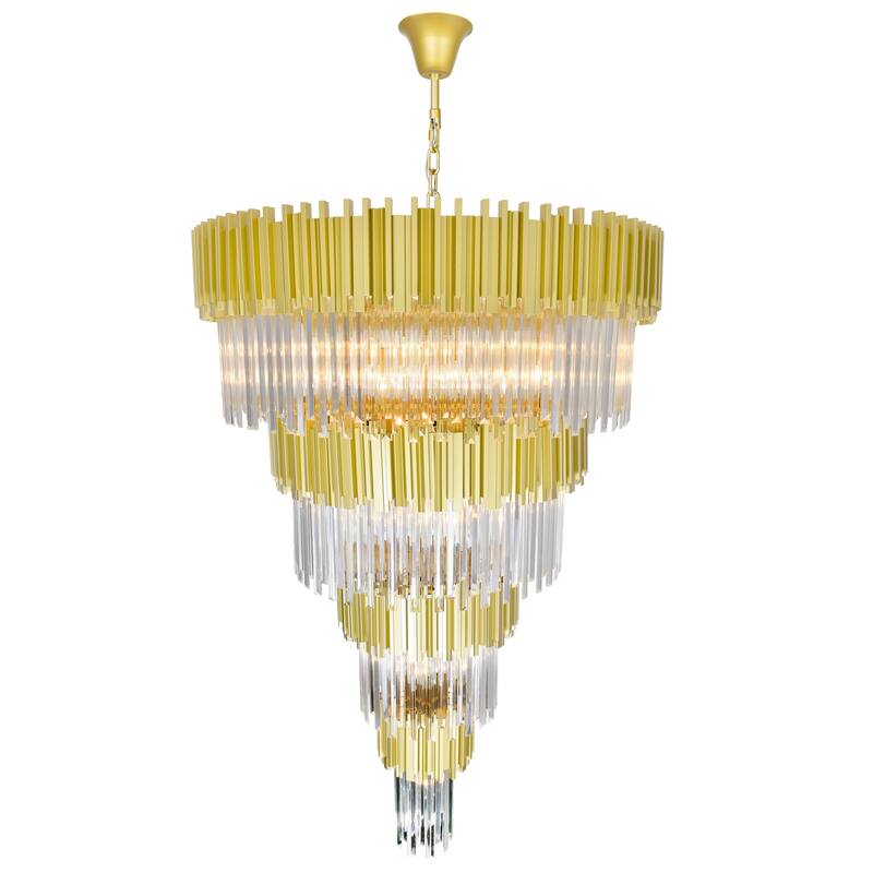 Deco 34 Light Down Chandelier, Medallion Gold Finish