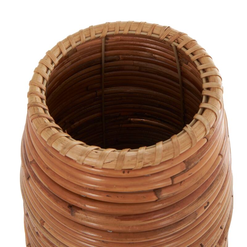 Brown Rattan Handmade Tall Wrapped Decorative Vase