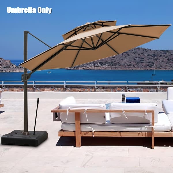 slide 2 of 41, Pellebant 11.5 FT Double Top Patio Cantilever Umbrella, Base Not Included Tan