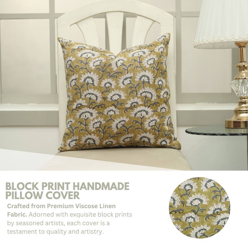 Fabdivine Viscose 16x16 Inch Floral Pillow Cover Throw Home, Fall Decor or Boho Bedroom Square Cushioncase, Rajnigandha