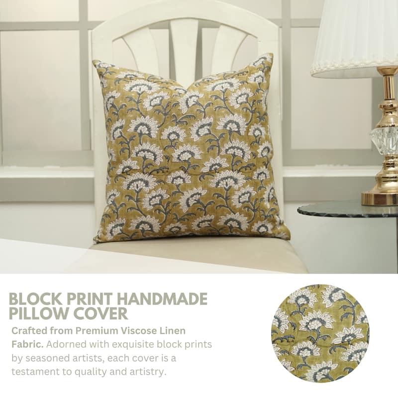 Fabdivine Viscose 22x22 Inch Floral Pillow Cover Throw Home, Fall Decor or Boho Bedroom Square Cushioncase, Rajnigandha