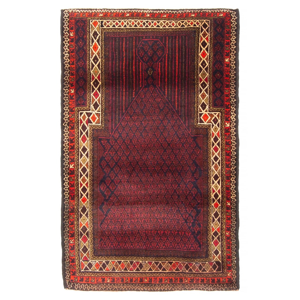 Teimani Burgundy Rug 2'11" x 4'9" - 2'11 x 4'9