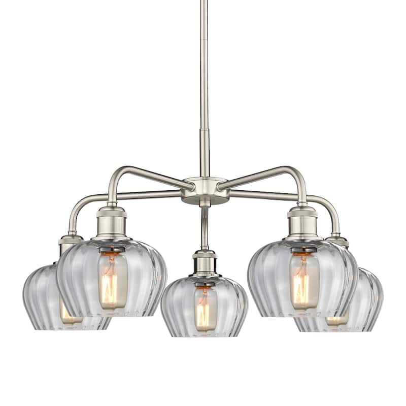 Innovations Lighting 516-5CR-14-25 Fenton Chandelier Fenton 5 Light - Satin Nickel / Clear
