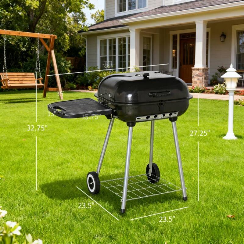 Anmytek 22 Inch Charcoal Barbecue Grill with Wheels
