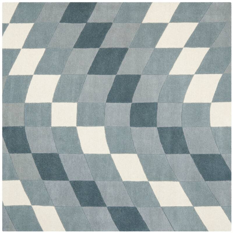 SAFAVIEH Handmade Soho Kandace Matrix Wool Rug - 6' Square - Light Grey/Ivory