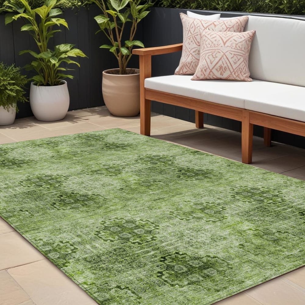 Almoro Graceful Floral Weather Resistant Timeless Fusion Runner Outdoor Rug