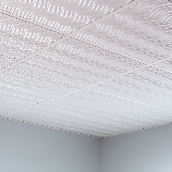 Fasade Current Decorative Vinyl 2ft x 2ft Lay In Ceiling Tile in Matte