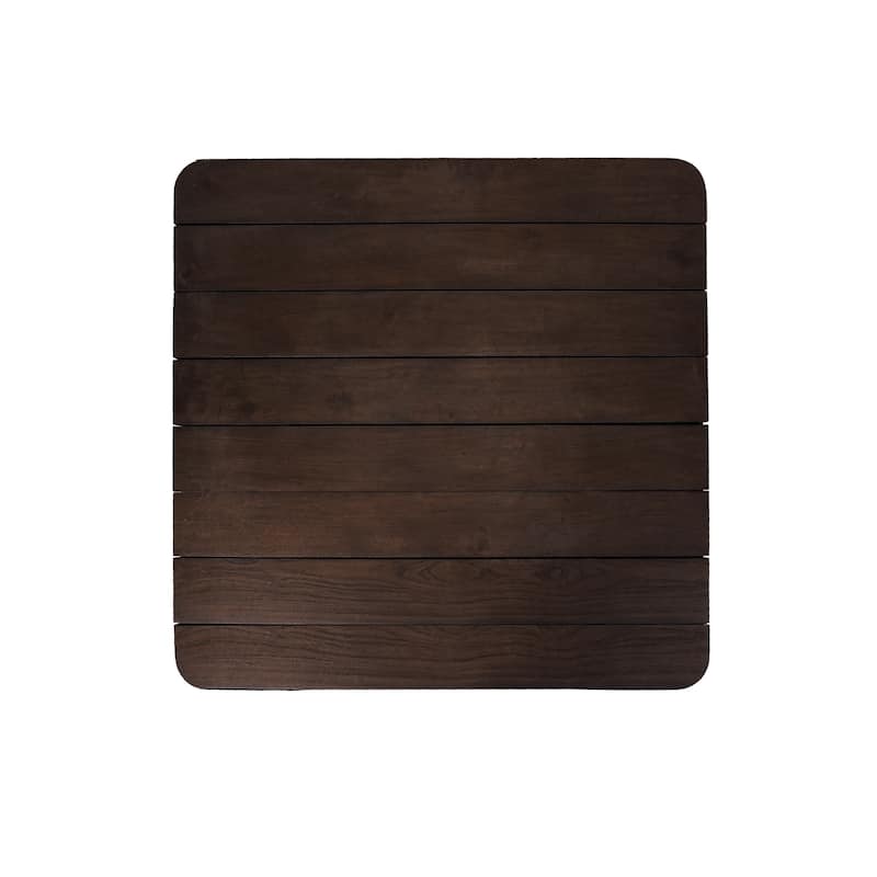 NADAAL STUDIOS Thalira Outdoor Coffee Table, Slatted Top, Solid Teak Wood, Brown Finish