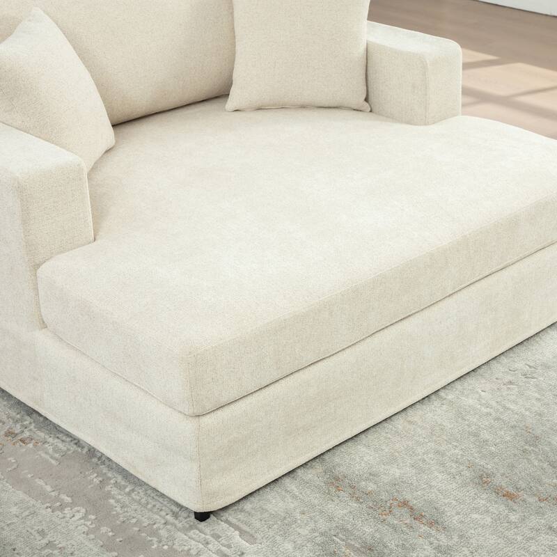 56.3"W Modern Chenille linen Loveseat Sofa,Sofa Bed with Pillows&Metal Legs