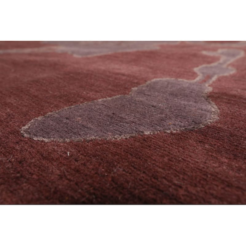 Hand Knotted Chocolate Tibetan Wool & Silk Transitional Area Rug - 9' 1'' x 12' 3''