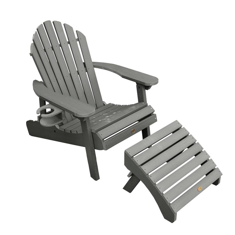 Mandalay Outdoor Chair, Ottoman, and Cupholder Set - Coastal Teak