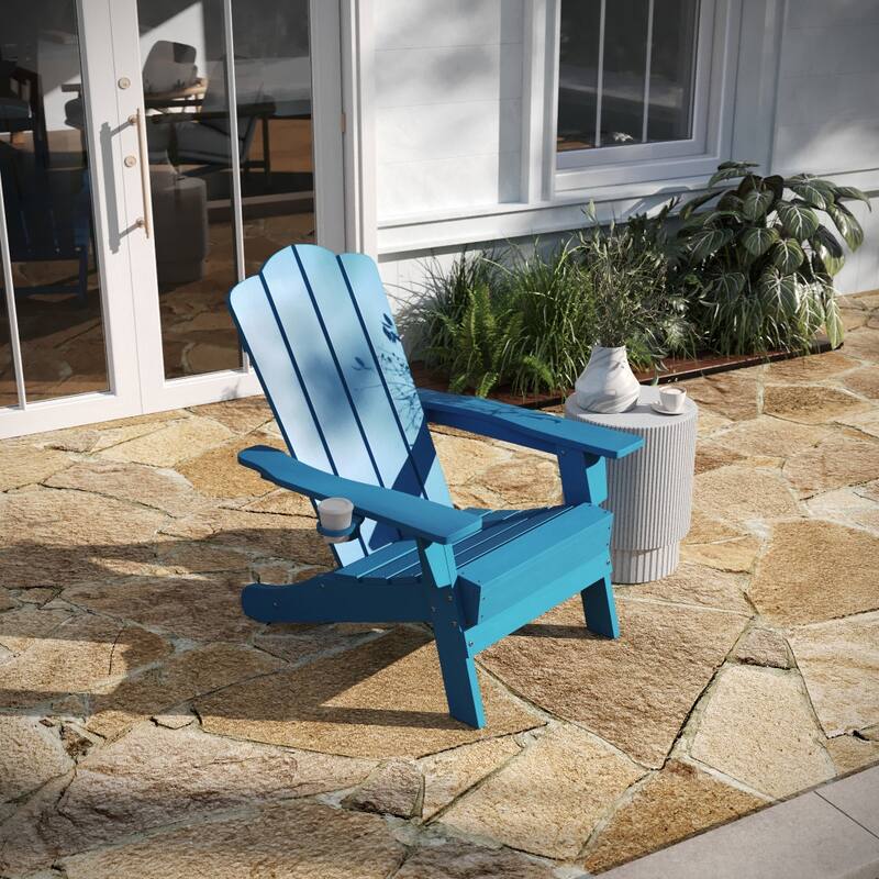 Set of 4 All-Weather Adirondack Chairs with Cupholders