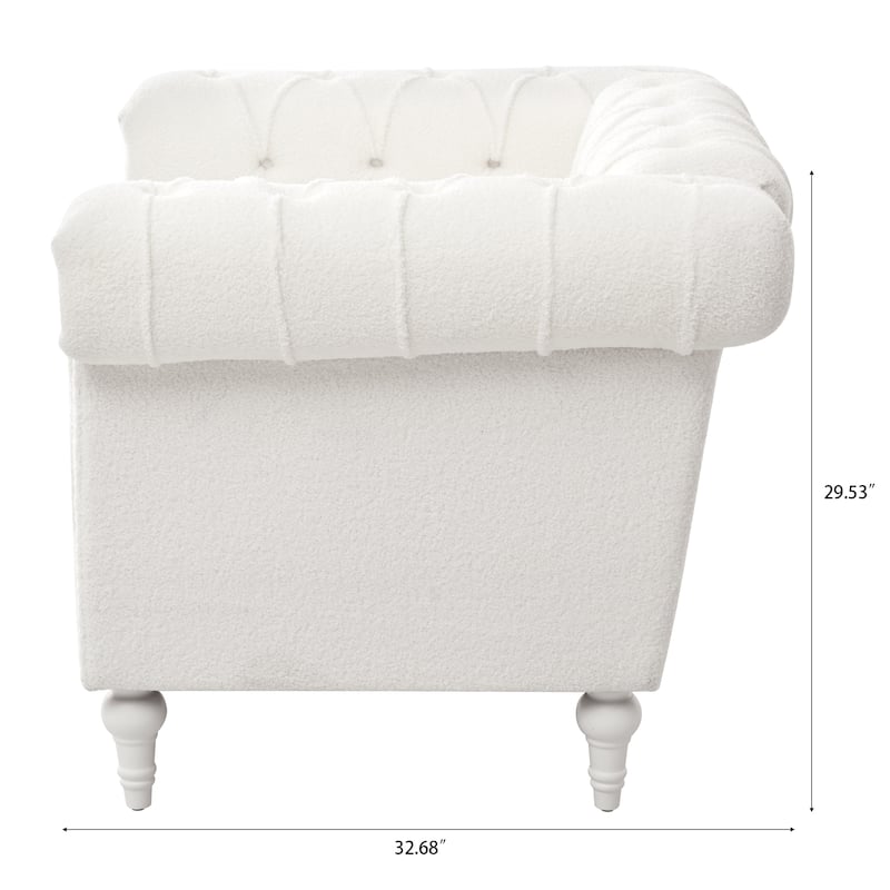 38.98" Buttons Tufted Accent Chair with Birch Legs