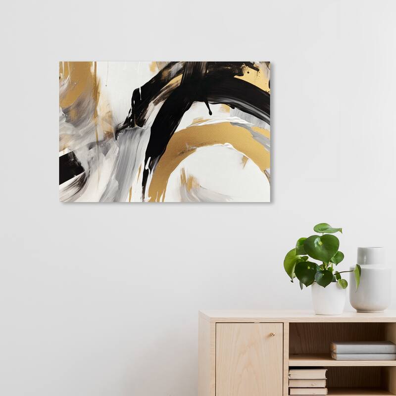 Wynwood Studio Abstract Golden Cascade Gold and Modern & Contemporary Wall Art Canvas Print - 20 x 30