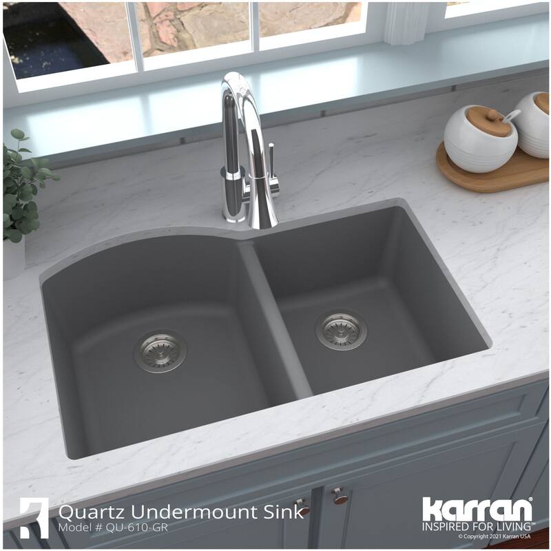 Karran USA QU-610 Quartz QU 32" Undermount Double Basin Quartz