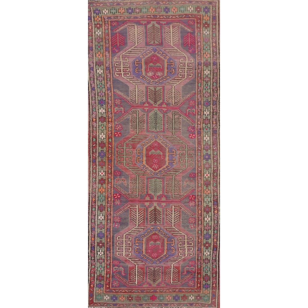 Over-Dyed Ardebil Persian Vintage Runner Rug Handmade Wool Carpet - 3'7"x 10'0"