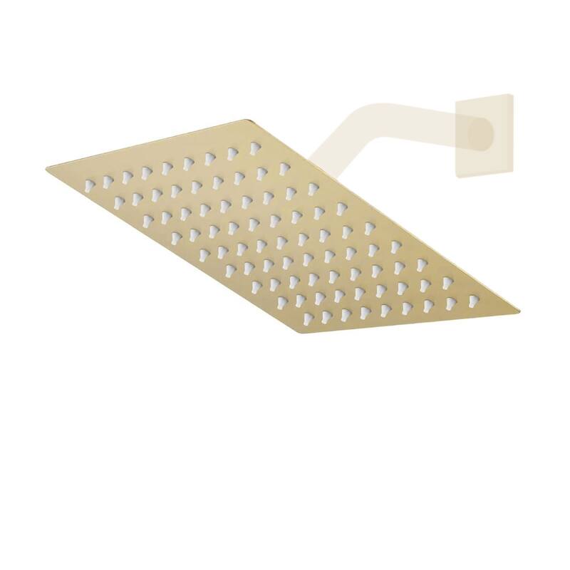 8/10/12/16 Inch Adjustable Rainfall Shower Head Wall-mounted Solid Square Ultra Thin 304 Stainless Steel