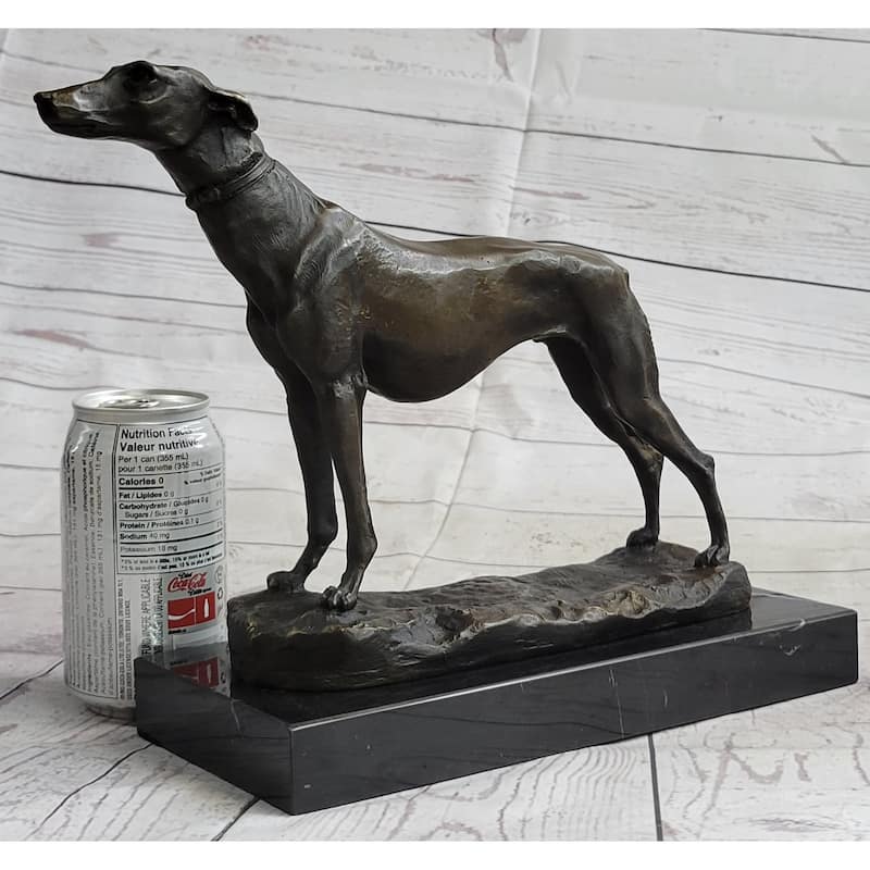 Greyhound Imitative Dog Whippet Bronze Statue Sculpture Figure Marble Base By Fremiet 13 Inches X 10 Inches