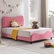 preview thumbnail 1 of 13, Mixoy Kids Bed with Curved Upholstered Headboard,Childs Princess Bed Pink - Twin