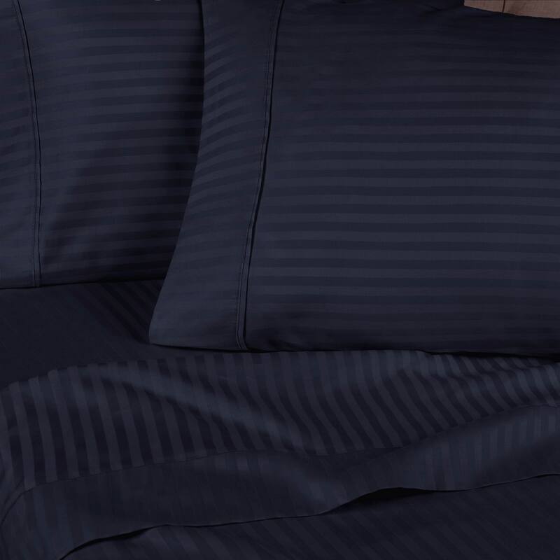 Superior Egyptian Cotton 300 Thread Count Stripe Deep Pocket 4 Piece Bed Sheet Set