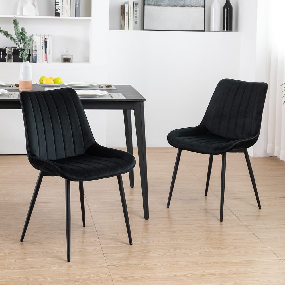 XINMICS Mid-century Modern Dining Chairs, Velvet Upholstered Metal Side Chair, Set of 2/4/6
