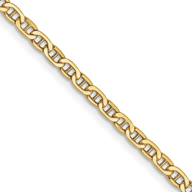 Curata 14k Yellow Gold 2.4mm Mariner Anchor Chain Necklace (Spring-ring)