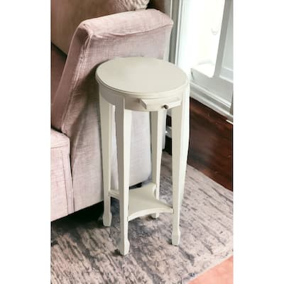 HomeRoots 26" White Oval End Table With Shelf - 26