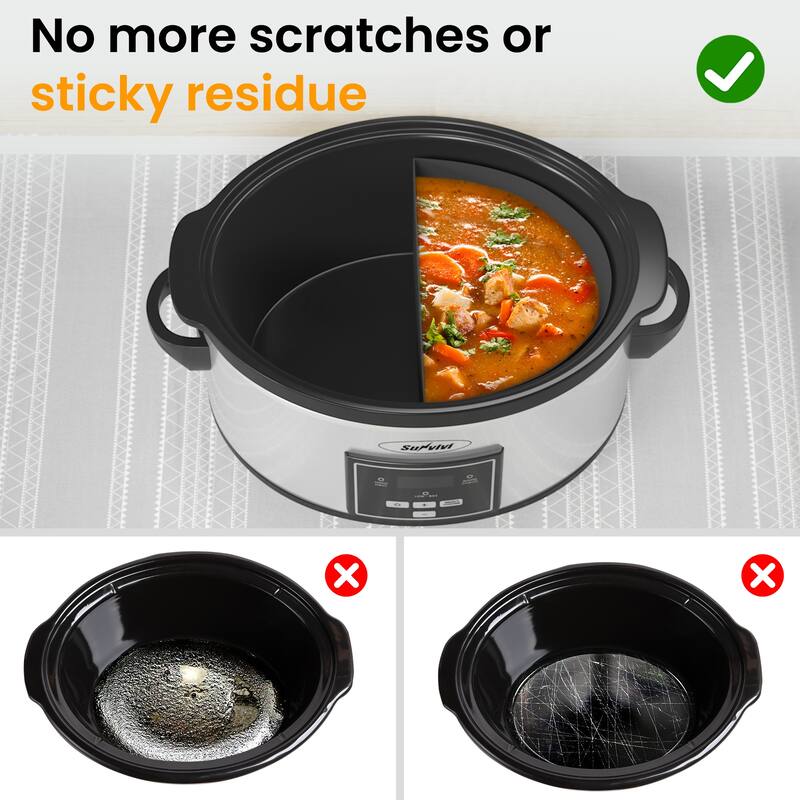 2 in 1 Silicone Slow Cooker Liners Fit for Crock Pots 6 Quart