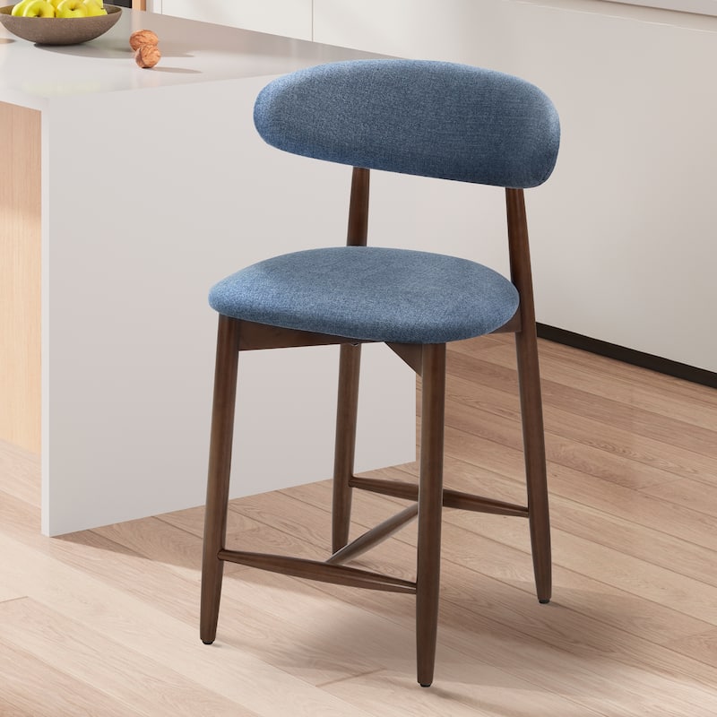 RENEWLINE Mid-Century Modern Upholstered Bar Stools with Backrest - Solid Wood Legs Counter Height Stools