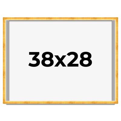 38x28 Shadow Box Frame Gold | 1.625 Inches Deep Real Wood Traditional