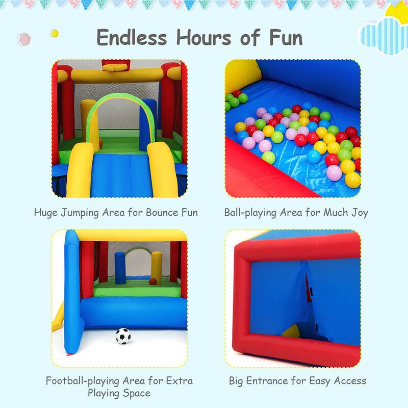 Gymax Kids Inflatable Bounce House Play Slide Jumping Castle Ball Pit