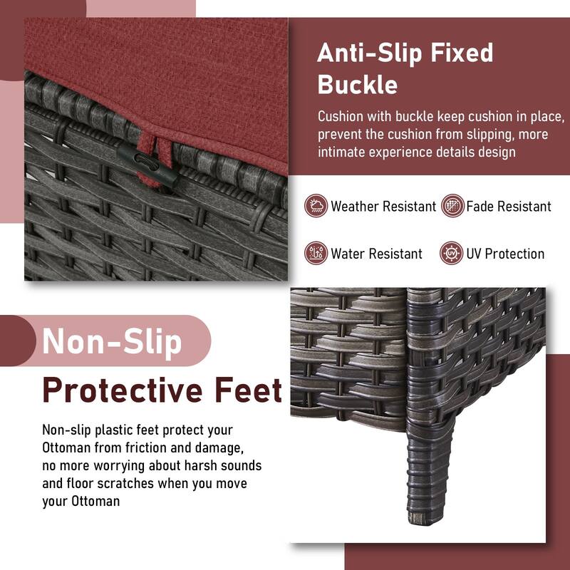 Outdoor Rattan Chair with Coffee Table and Ottoman