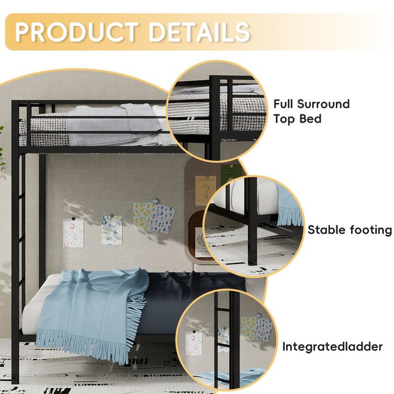 Multi-Functional Square Tube Iron Bunk Bed Ideal for Vertical Space