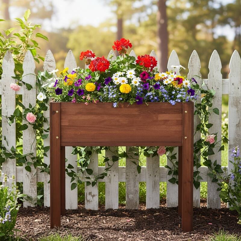 Natural Elevated Planter Box for Outdoor Use with Eco-Friendly Finish