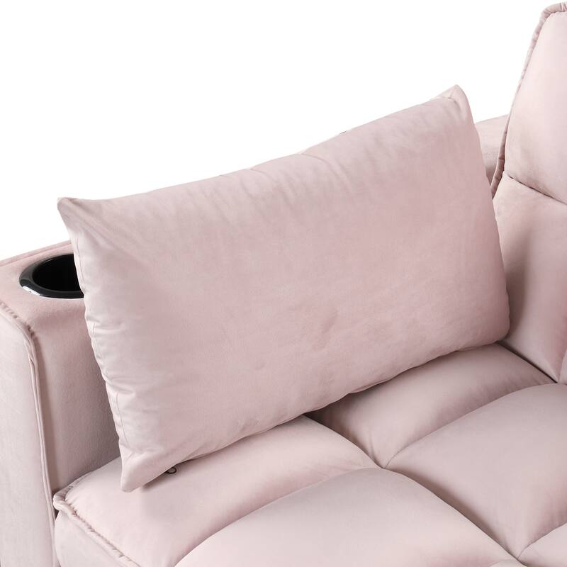 Multi functional Sofa Bed with Cup Holder and USB Port for Living Room