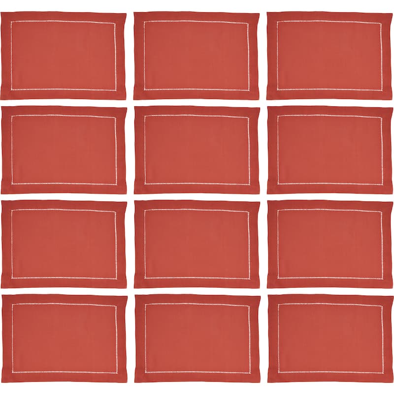 Hemstitched Border Design Table Mats (Set of 12) - 14"x20"