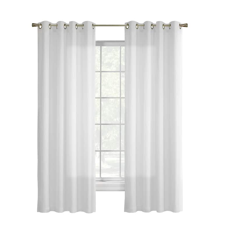 ThermaVoile Rhapsody Lined Grommet SIngle Curtain Panel and Ascot Valance - 54" x 63" - White