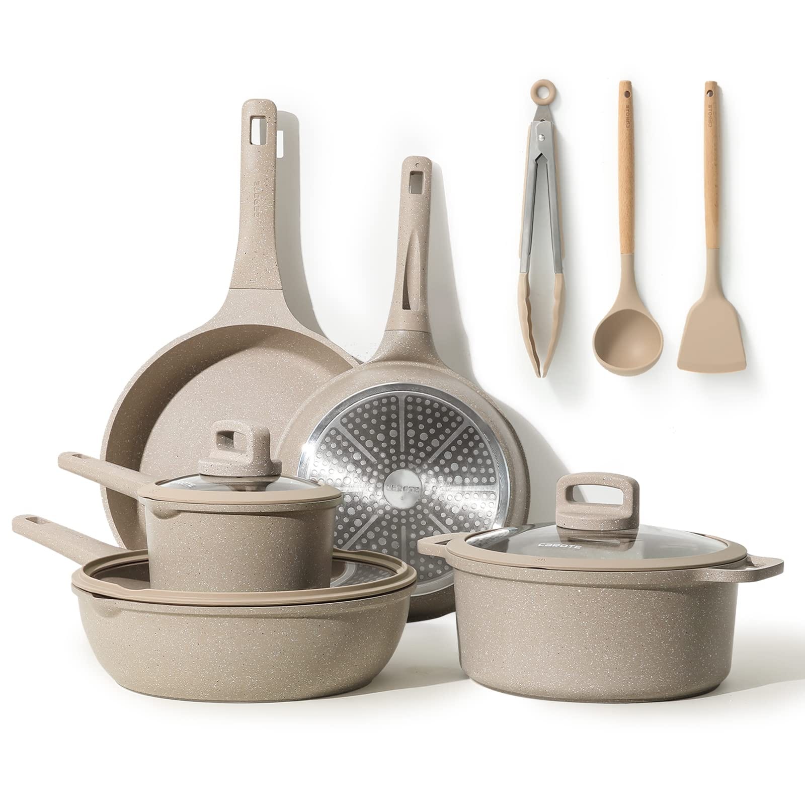Pots and Pans Set Nonstick, 11Pcs Kitchen Cookware Sets, Stackable