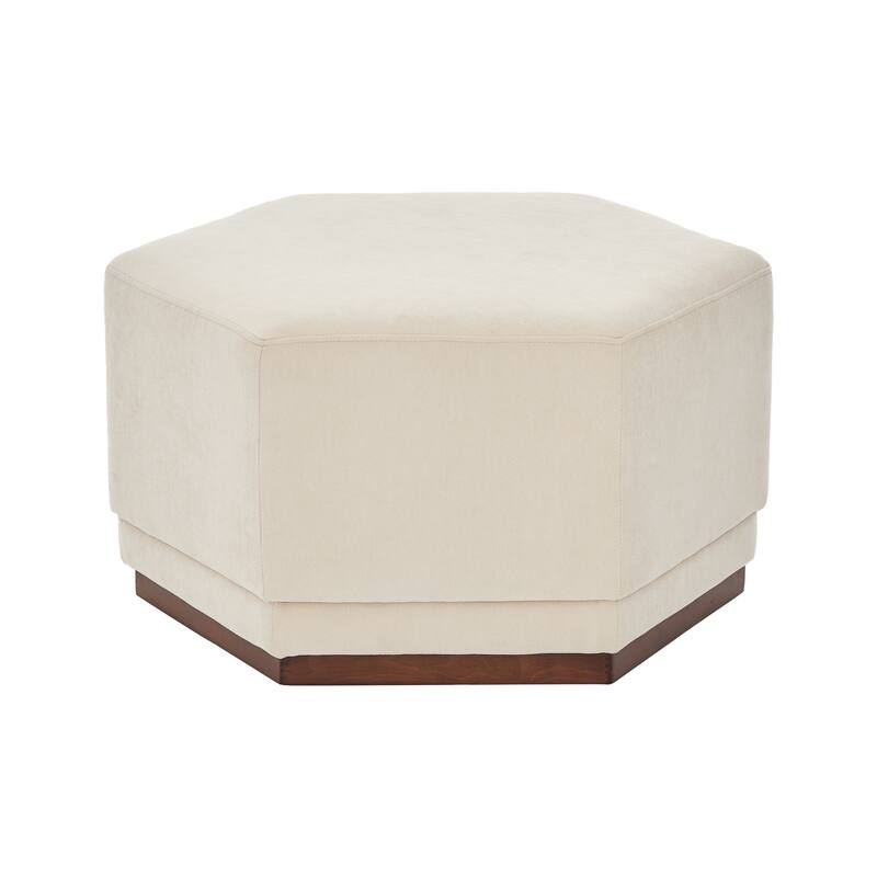 Christopher Knight Home - Nova Hexa Modern Upholstered Ottoman/ Foot Stool with Wooden Base