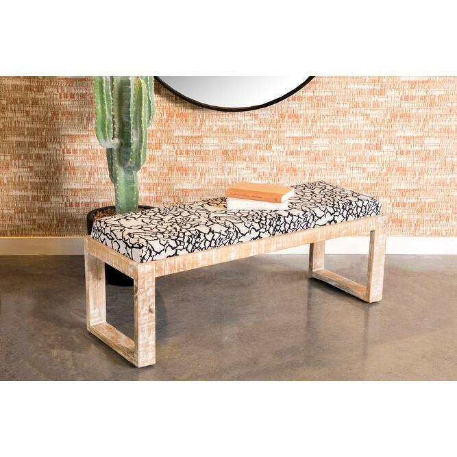 Black and White Sled Leg Upholstered Accent Bench
