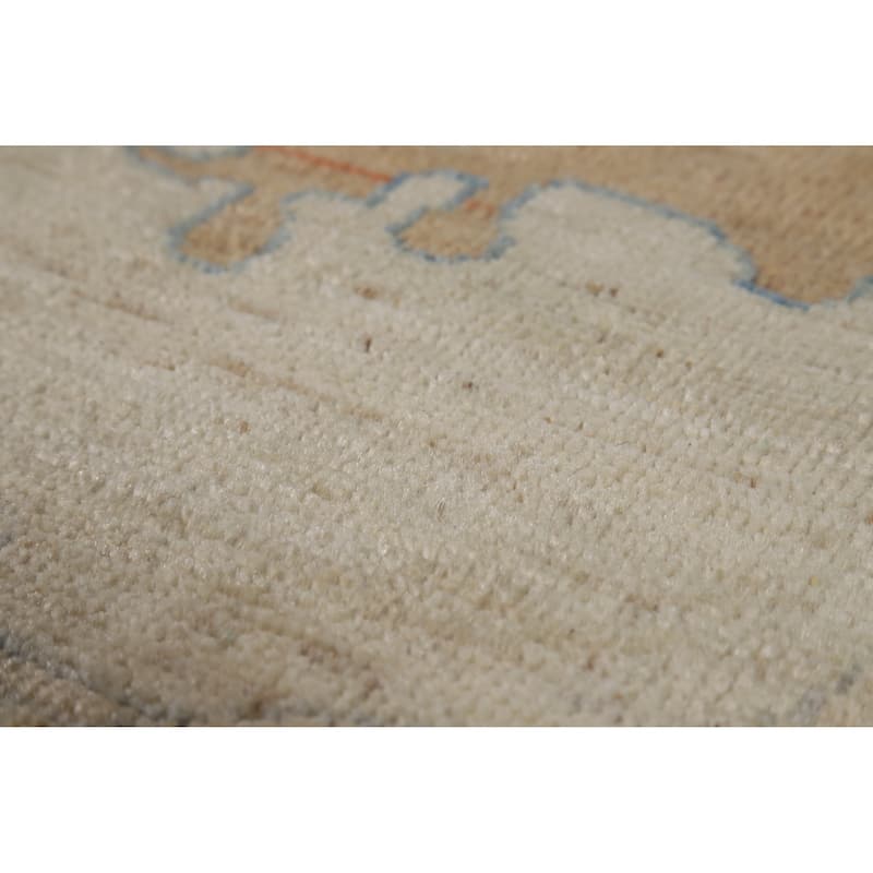 Hand Knotted Oriental 100% Wool Carpet Transitional All-Over Beige & Ivories Oushak Area Rug - 9' 11'' X 8' 2''