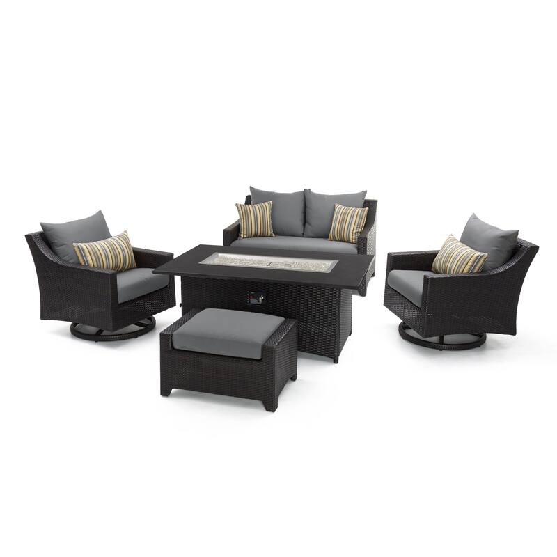 Deco 5 Piece Sunbrella Outdoor Patio Love & Motion Club Fire Set